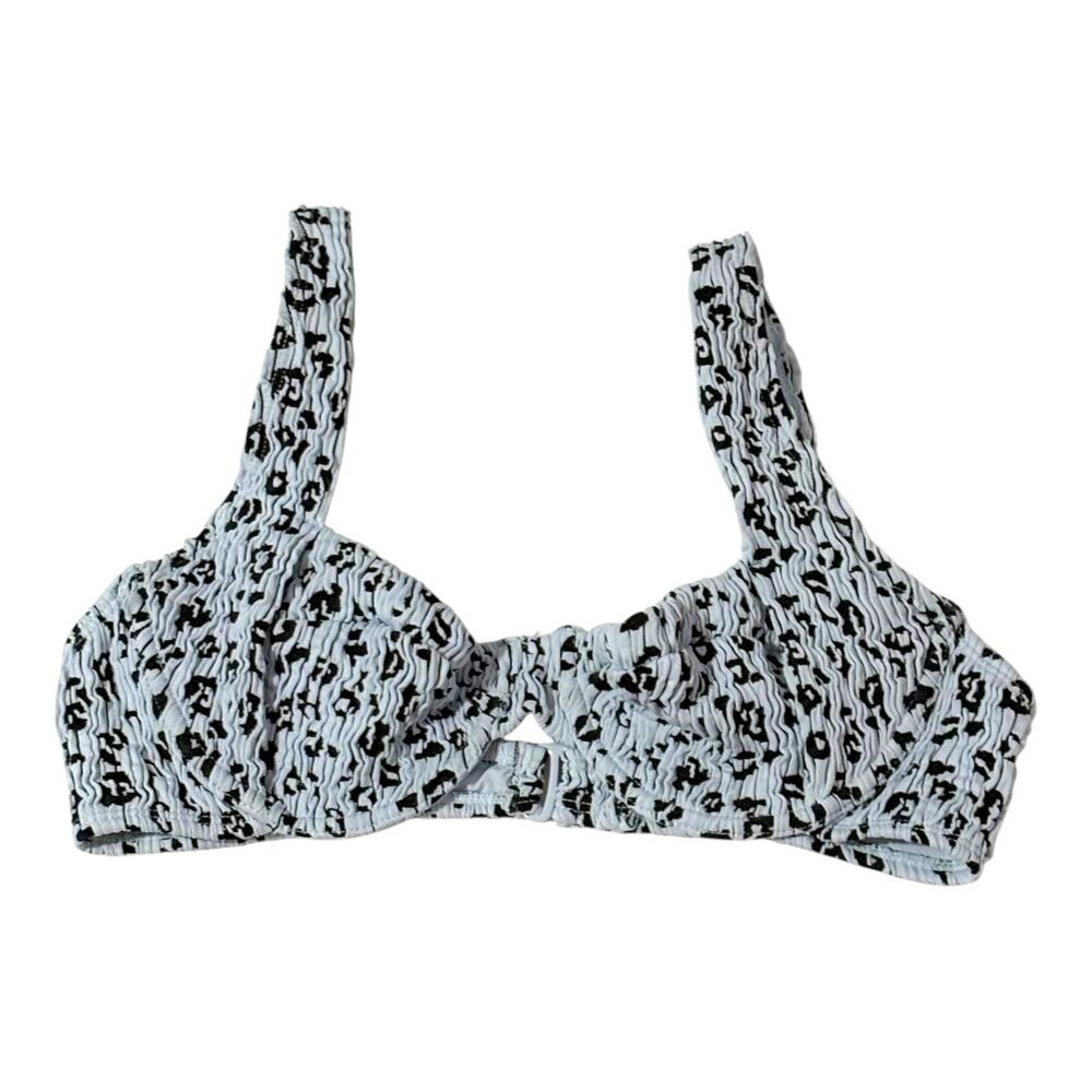Good American Bikini Top - Large - Black White Abstract Animal Print - Like New